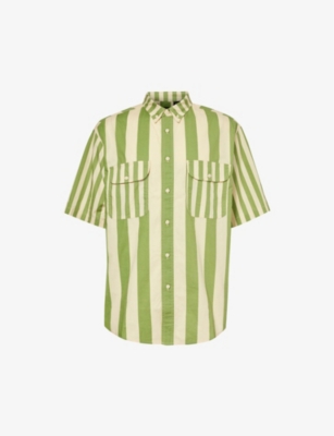 Levi's Skateboarding Oversize Stripe Short Sleeve Button-down Shirt In Mixed Up Green White