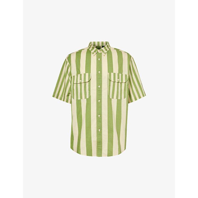 Shop Levi's Levis Men's Mixed Up Green White Striped Relaxed-fit Cotton Shirt