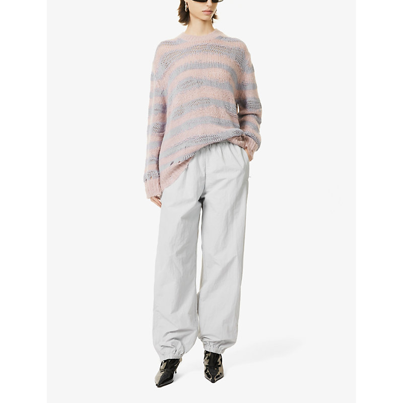 Shop Acne Studios Women's Dusty Pink Lilac Karita Distressed Knitted Jumper