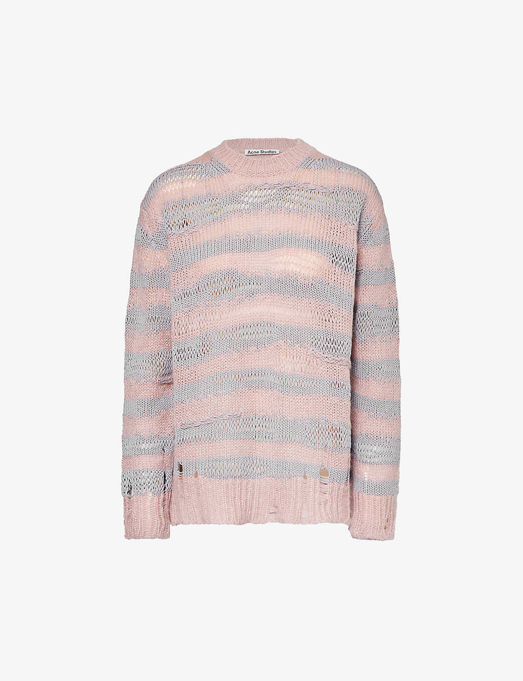 Acne Studios Womens Dusty Pink Lilac Karita Distressed Knitted Jumper