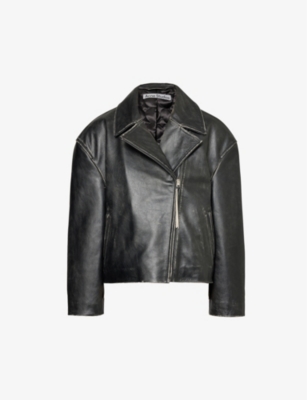 Acne Studios Black Padded Leather Jacket In Black