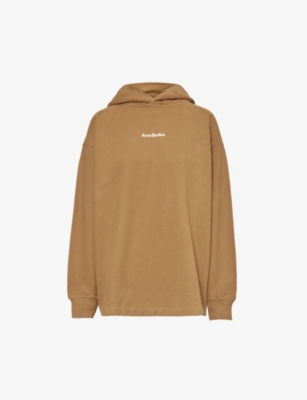 Acne Studios Womens Mud Beige Stamp Logo-embroidered Cotton-jersey Hoody