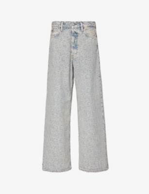 Acne Studios Womens Blue Beige 1981 Wide-leg High-rise Denim Jeans
