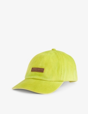 Acne Studios Womens Neon Yellow Carliy Brand-patch Cotton-twill Baseball Cap