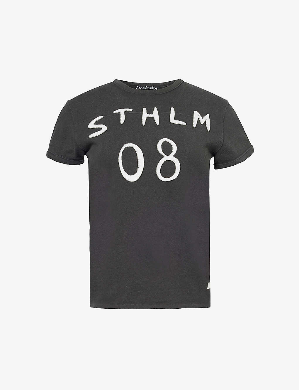 Acne Studios Emmbar 08 Contrast-appliqué Cotton-jersey T-shirt In Carbon Grey