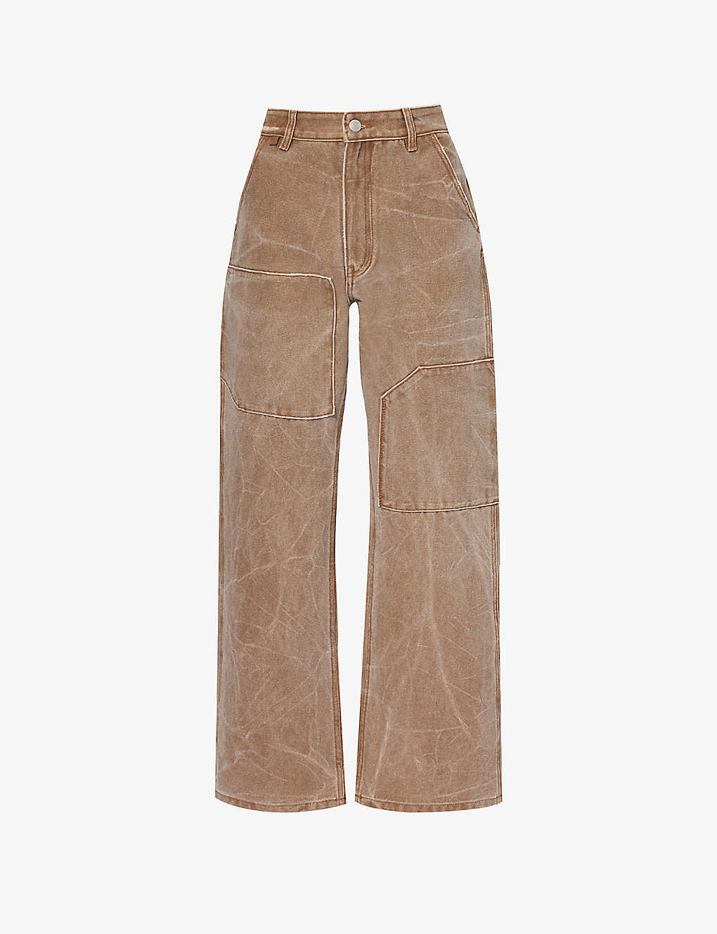 Acne Studios Womens Toffee Brown Palma Brand-patch Wide-leg Cotton Trousers