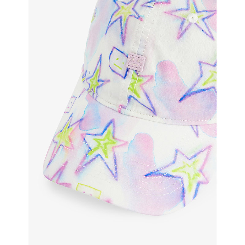 Shop Acne Studios Cunov Star-print Logo-patch Cotton-twill Cap In Pale Pink Multi