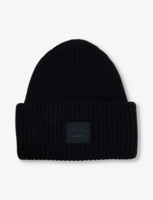 ACNE STUDIOS: Pansy logo-patch wool beanie hat