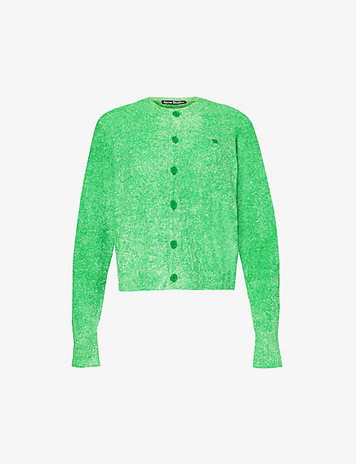 ACNE STUDIOS: Kenty face-patch knitted cardigan
