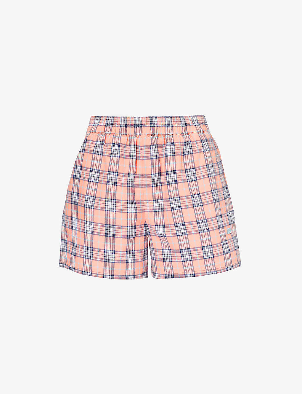 Shop Acne Studios Flannel Check-print Cotton Shorts In Pink Blue
