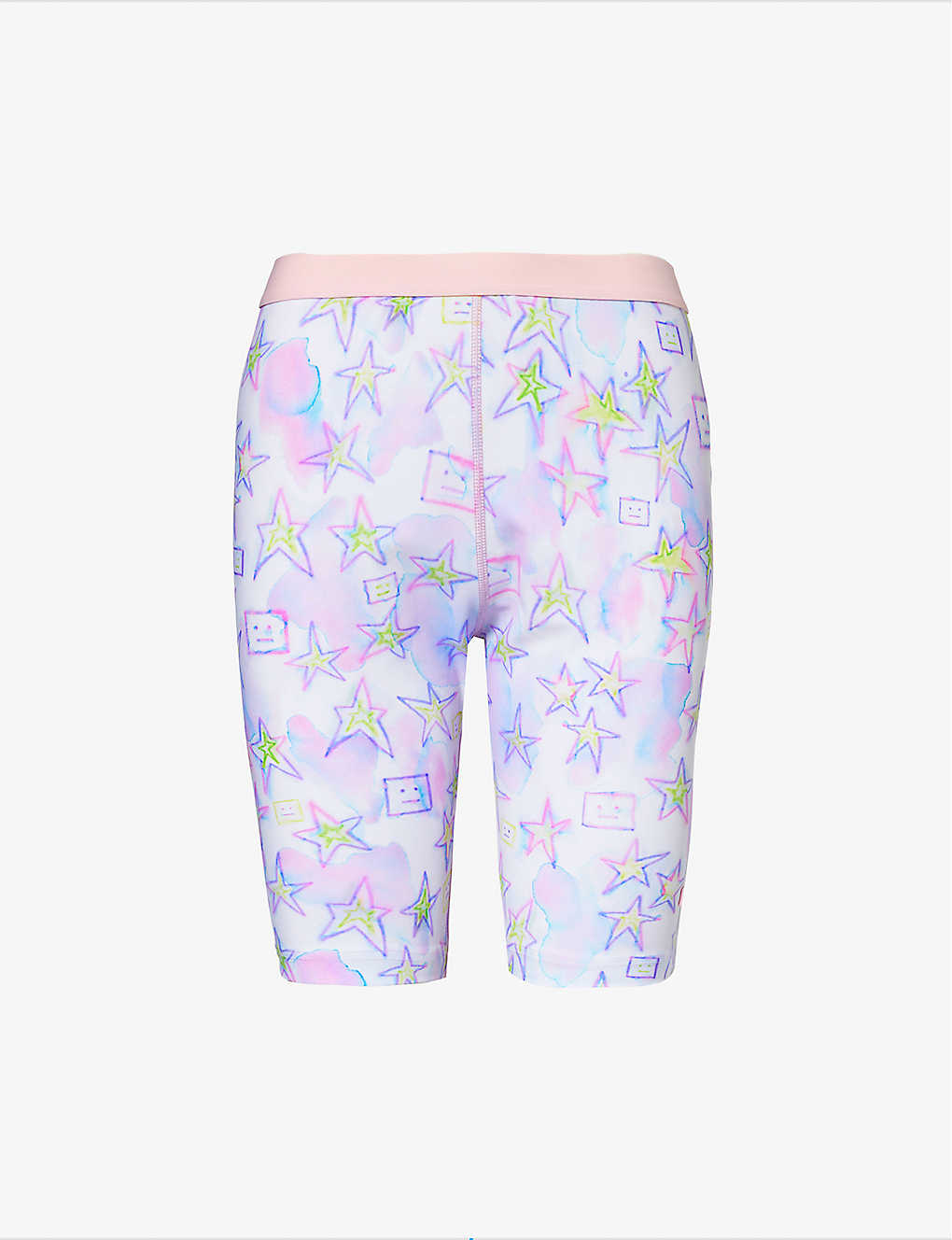 Acne Studios Womens Pale Pink Multi Elysco Star Graphic-print Stretch-woven Shorts