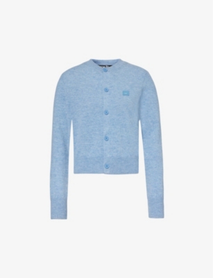 ACNE STUDIOS: Keva logo-patch wool knitted cardigan