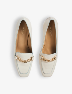 Shop Lk Bennett Womens Cre-cream Samantha Snaffle-trim Patent-leather Heeled Loafers