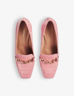 Shop Lk Bennett Samantha Snaffle-trim Patent-leather Heeled Loafers In Ora-peach