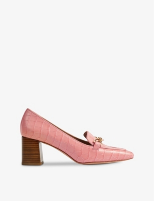 Shop Lk Bennett Samantha Snaffle-trim Patent-leather Heeled Loafers In Ora-peach
