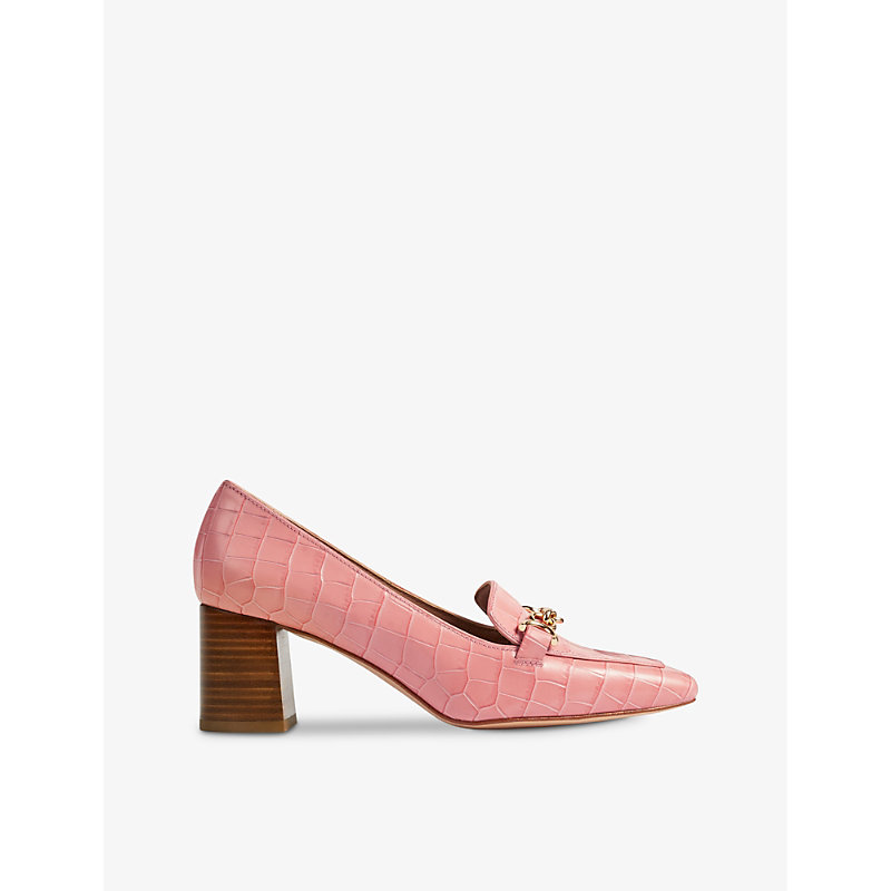 Shop Lk Bennett Women's Ora-peach Samantha Snaffle-trim Patent-leather Heeled Loafers