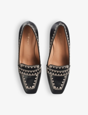 Shop Lk Bennett Women's Bla-black Holden Whipstitch Heeled Leather Court Shoes