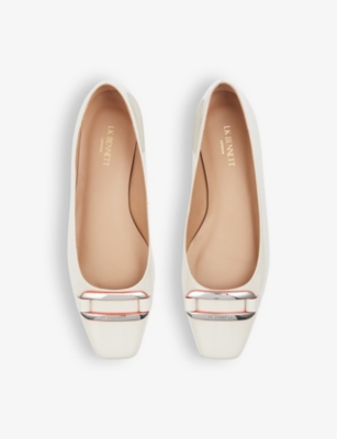 Shop Lk Bennett Women's Cre-cream Cayden Patent-leather Ballet Flats