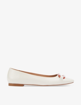 Shop Lk Bennett Women's Cre-cream Cayden Patent-leather Ballet Flats