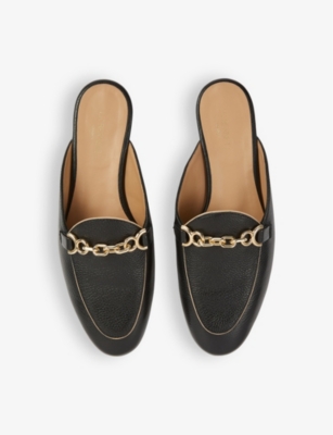 Shop Lk Bennett Women's Bla-black Eve Snaffle-trim Backless Leather Loafers