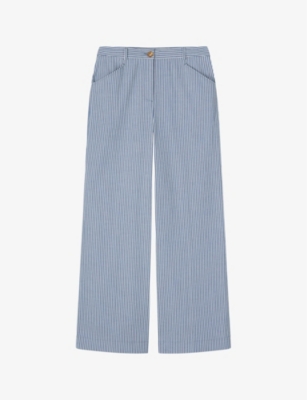 LK BENNETT: Luna stripe-pattern straight-leg mid-rise trousers