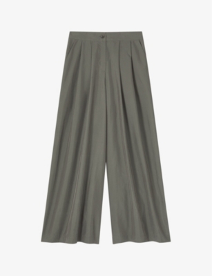 LK BENNETT: Wide-leg mid-rise woven trousers