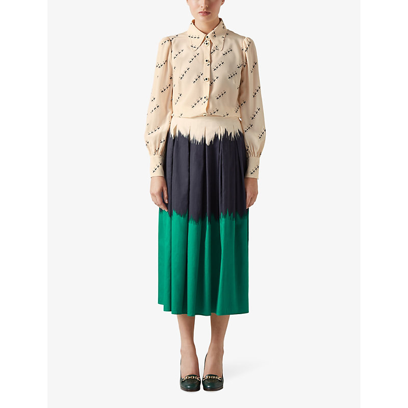 Shop Lk Bennett Women's Mul-multi Dora Dip-dye Cotton Midi Skirt