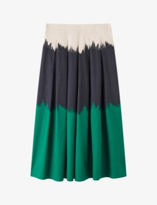 Shop Lk Bennett Women's Mul-multi Dora Dip-dye Cotton Midi Skirt