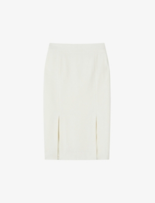 Lk Bennett Womens Cre-ivory Sky Pleated Stretch-woven Midi Skirt