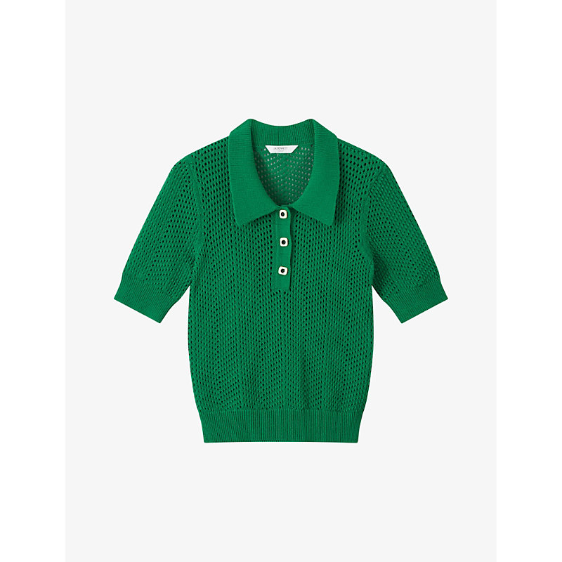 Shop Lk Bennett Women's Gre-eden Green Nancy Open-weave Knitted Top