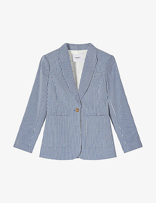 LK BENNETT: Gene stripe-pattern cotton-blend blazer
