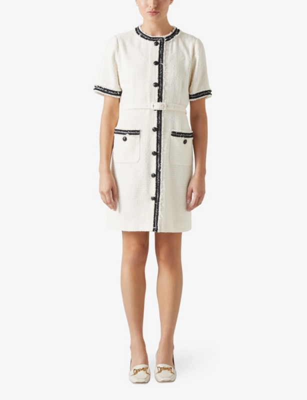 Charlie fluffy-trim boucle mini dress