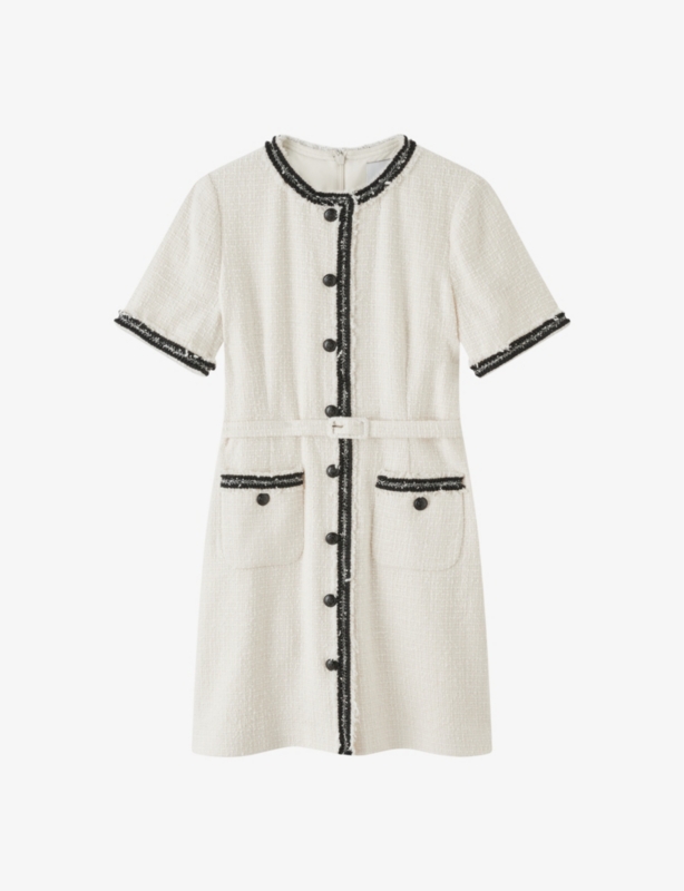Charlie fluffy-trim boucle mini dress