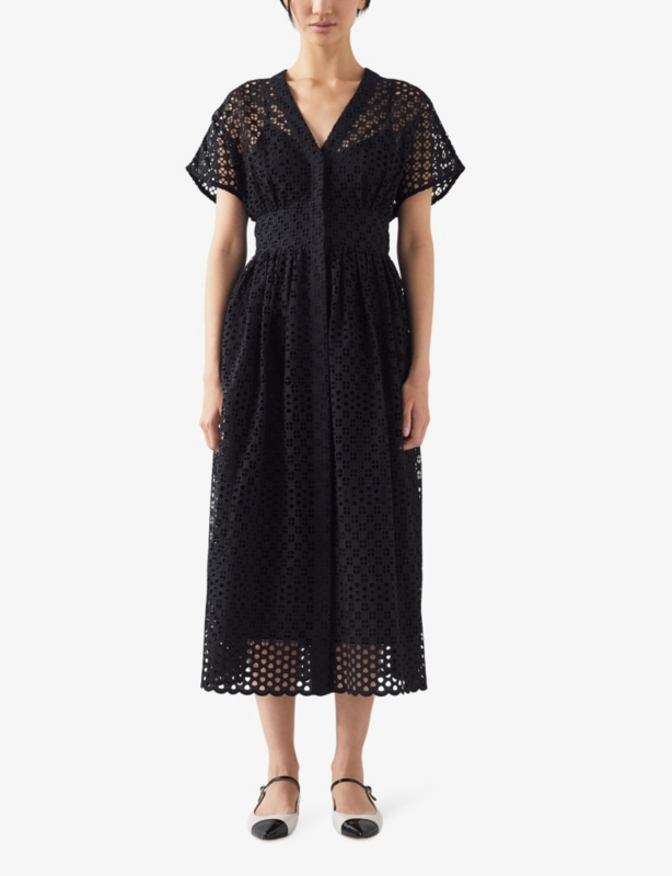 Vivienne broderie-analgise cotton midi dress