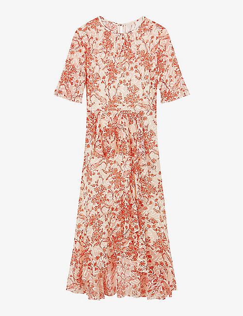 LK BENNETT: Thea floral-print silk-blend midi dress