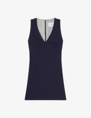 Shop Lk Bennett Womens Blu-navy Mariner V-neck Woven Pinafore Mini Dress