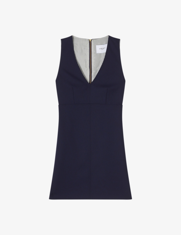 Mariner V-neck woven pinafore mini dress