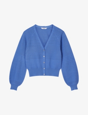 Lk Bennett Penelope Bell Sleeve Cardigan In Blu-wedgewood