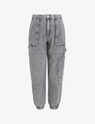 Allsaints Mila Denim Trousers In Washed Grey
