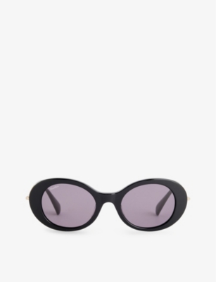 Shop Max Mara Malibu10 Oval-frame Acetate Sunglasses In Black