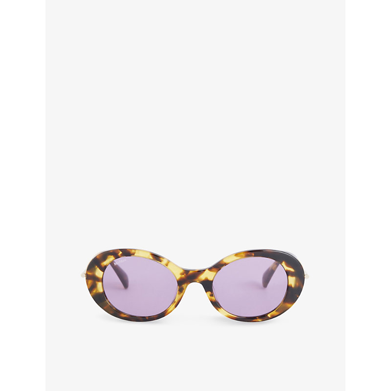 Max Mara Womens Tawny Sand Malibu10 Oval-frame Acetate Sunglasses