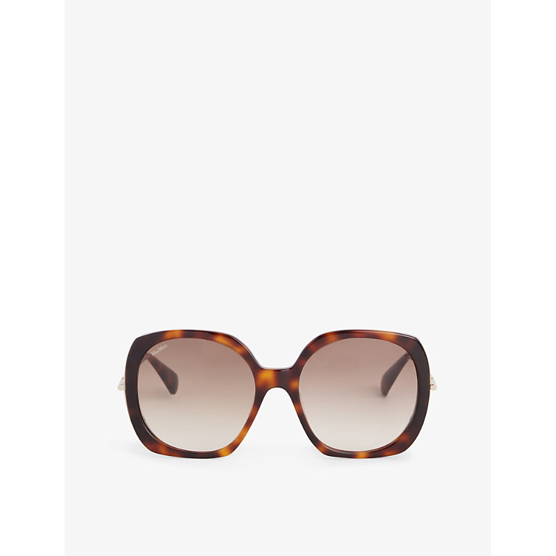 Max Mara Womens Tawny Bronze Brown Malibu 9 Square-frame Acetate Sunglasses