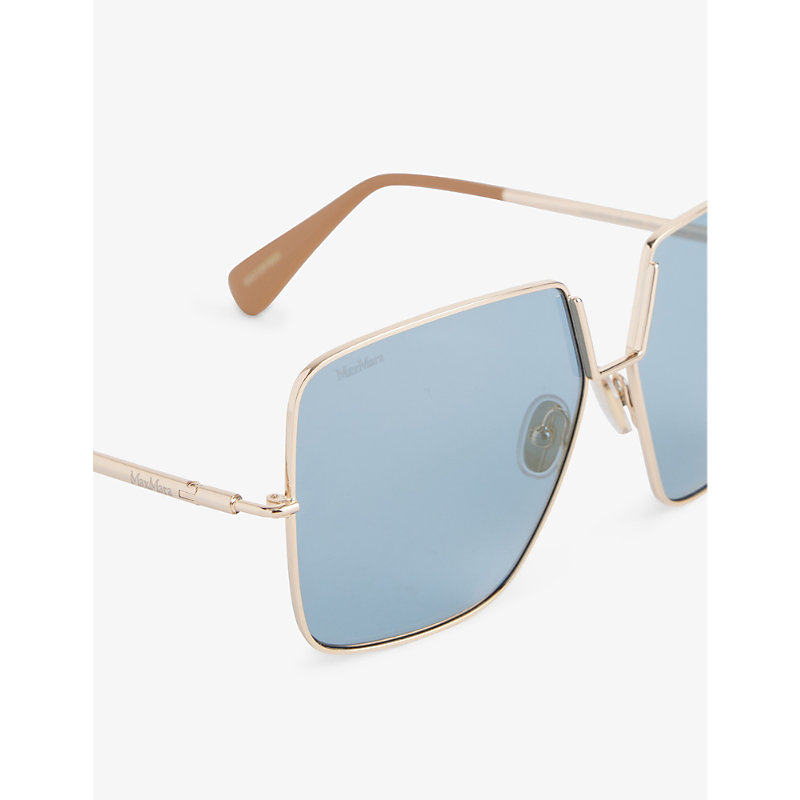 Shop Max Mara Branded-temple Square-frame Metal Sunglasses In Oil