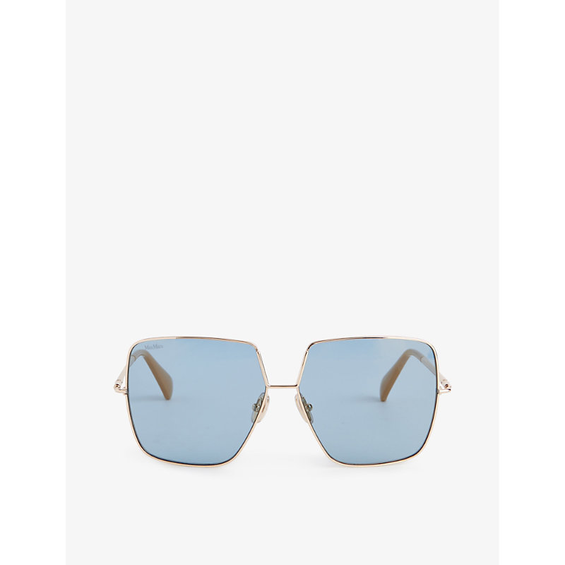 Max Mara Womens Oil Branded-temple Square-frame Metal Sunglasses
