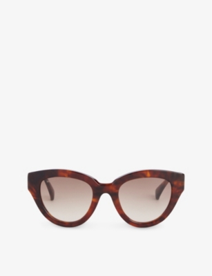 Max Mara Womens Tawny Bronze Brown Branded-temple Cat-eye Acetate Sunglasses