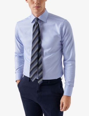 Eton Mens Light Blue Business Long-sleeved Cotton Shirt In Blue