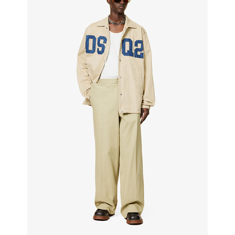 Shop Dsquared2 Brand-embellished Relaxed-fit Stretch-cotton Jacket In Stone