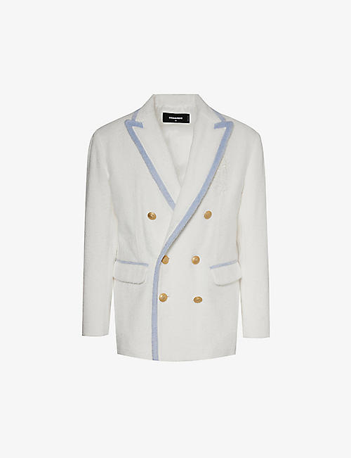 DSQUARED2: Double-breasted peak-lapel cotton-towelling jacket