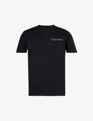 Dsquared2 Mens Black Logo Text-print Cotton-jersey T-shirt