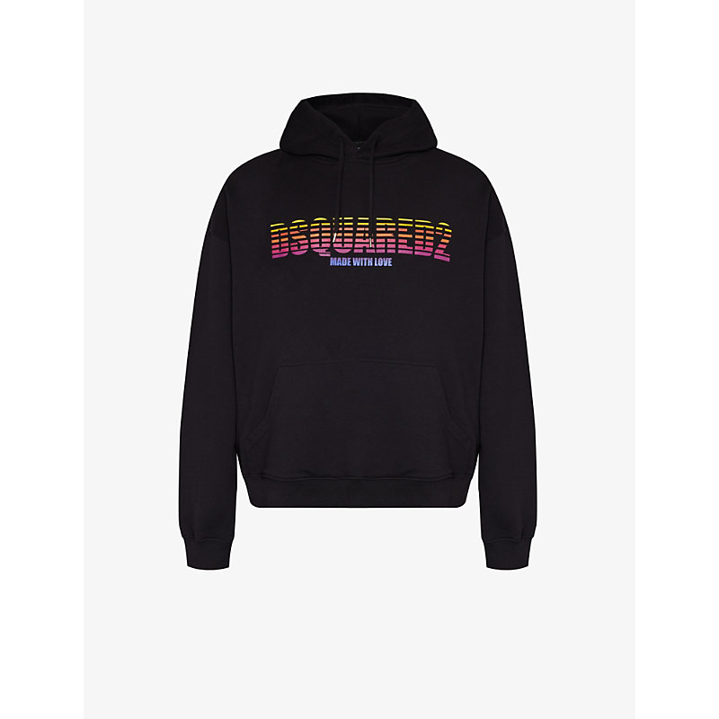 Dsquared2 Mens Black Made With Love Brand-print Cotton-jersey Hoody